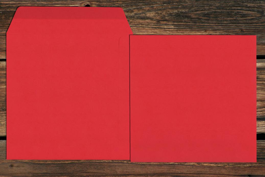 Versandtaschen 190x190 mm Nassklebend Korallenrot 120 g/qm